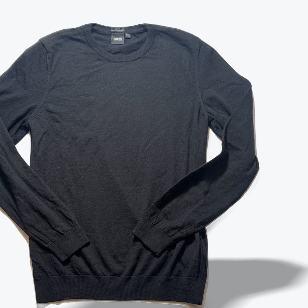 Hugo Boss Crewneck Sweater Leno Black Label Slim Italian Wool Yarn Medium